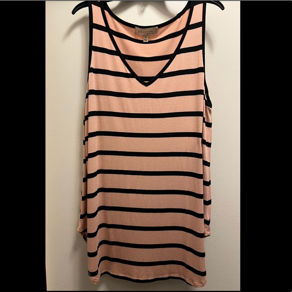 Philosophy V-Neck Striped Sleeveless Top size M